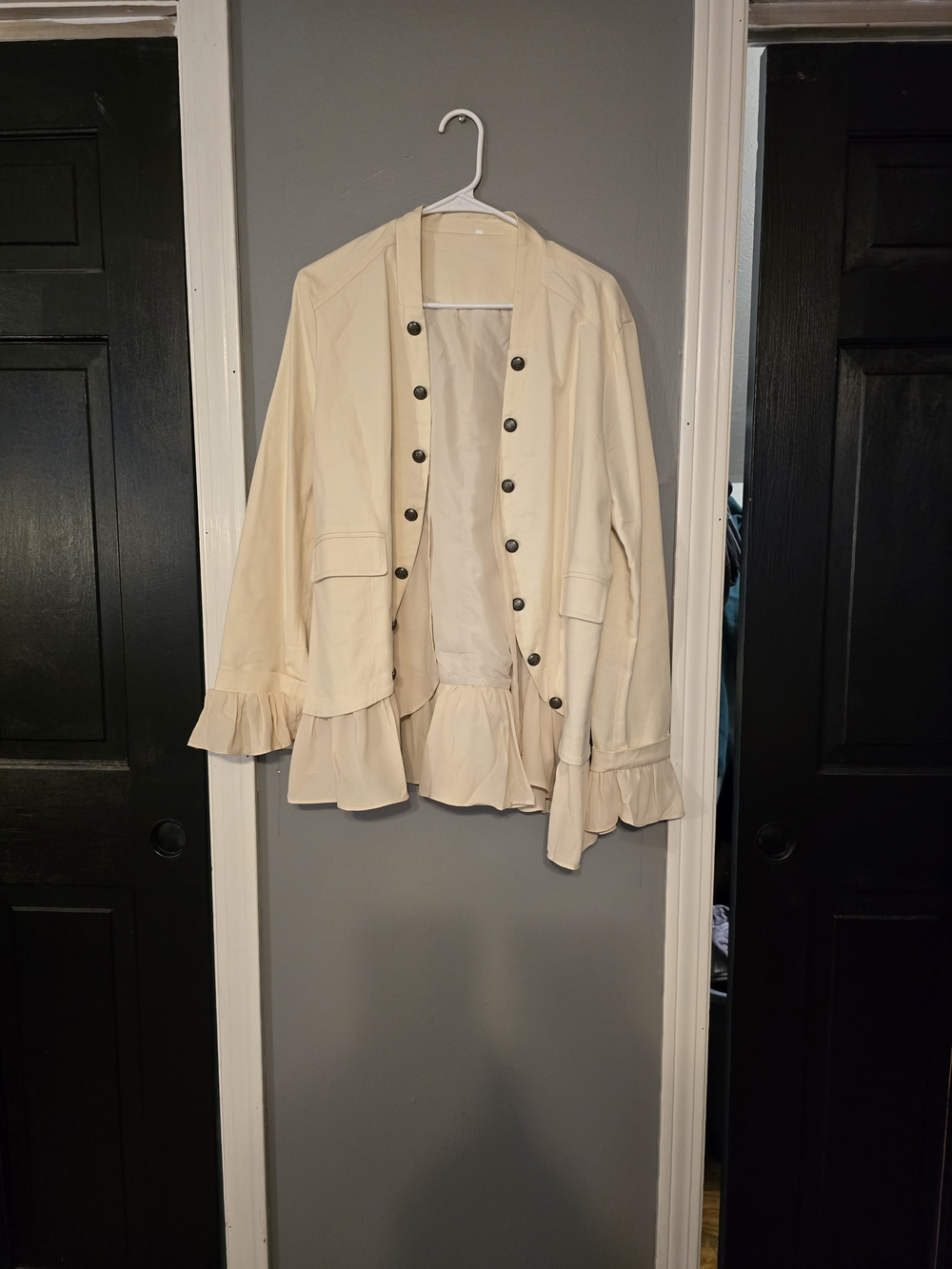 Cream Ruffled Hem Women's Jacket